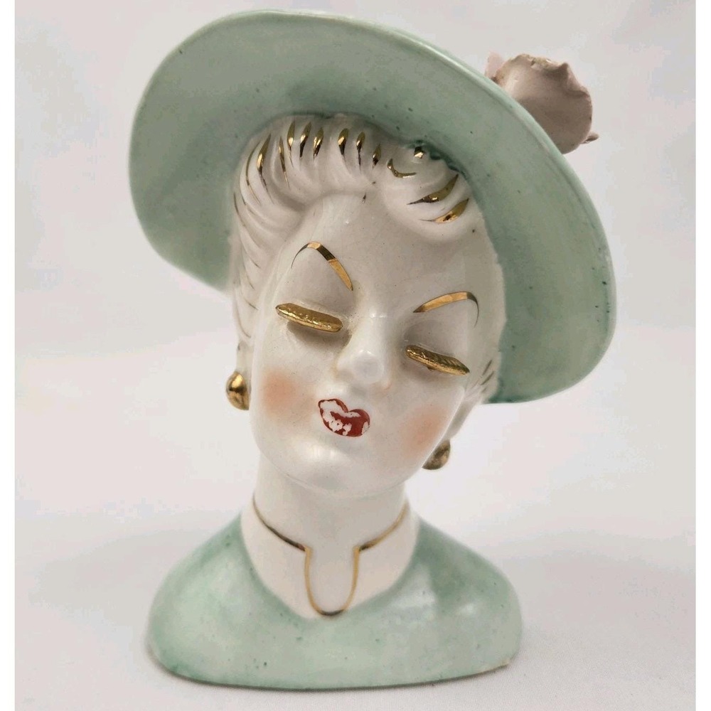 Vintage Glamour Girl Head Vase Lady Japan Mid-Century Modern